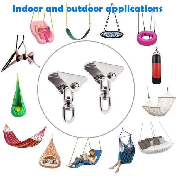 Heavy Duty Stainless Steel 360 Rotate Swivel EYE Swing Hangers Hook Ceiling Wall Hanging Kit for Hammock Yoga Boxing photo-4