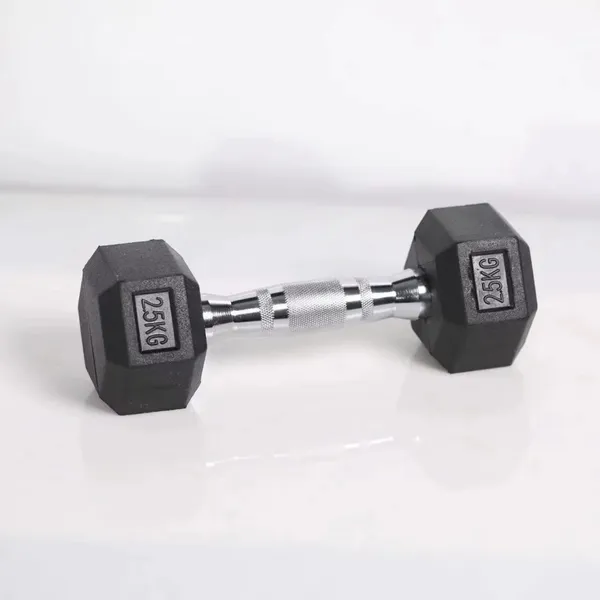 Wholesale Black Rubber Hex Dumbbell Custom Logo 2.5KG Black Cast Iron Dumbbell Fitness Equipment