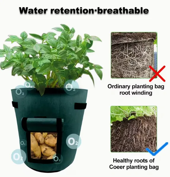 Durable PE Potato Planting Bags Eco-friendly Vegetable Grow Bag With Flap and Handles Greenhouse Garden Pot photo-4