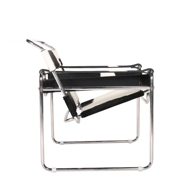 Bauhaus Wassily Chair, Marcel Breuer 1925 Replica Cowhide Leather Accent Chair With Chrome Steel Frame for Commercial & Home Use photo-3