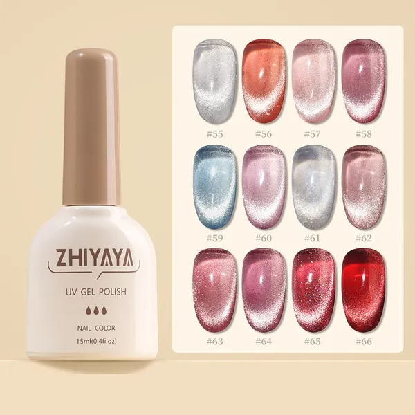 Versatile Crystal-Effect Cat Eye Gel Nail Polish Gel Translucent Ice-Clear Gel Milk Tea Shades Trending Nail Art Colors photo-3