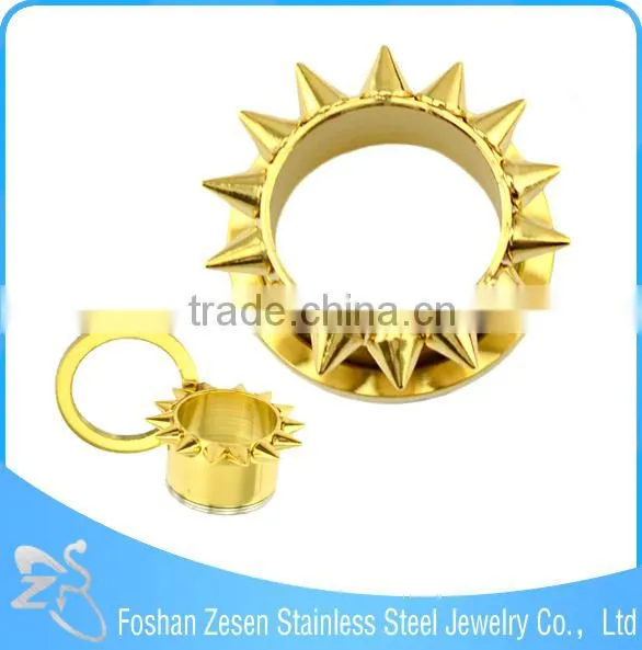 TP011244 New Season Stainless Steel Gold Plating Ear Flesh Tunnel Spikes Body Jewelry photo-2