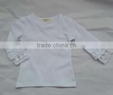 New Organic 95% Cotton 5% Spandex Best Selling Blank White Ruffles Kids t Shirt Wholesale photo-5