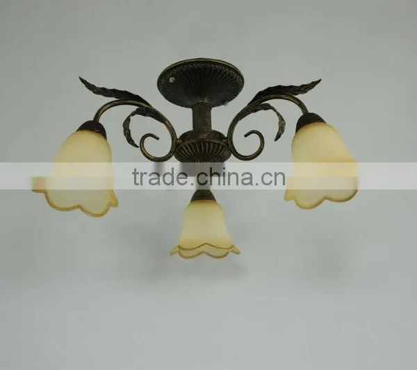 Yellowish Flower 3 Lampholder Chandelier Pendant for Living Room photo-3