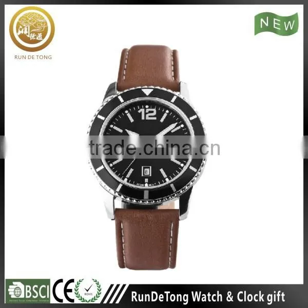 Black Dial Date Calendar Japan Movt Quartz Genuine Leather Watch