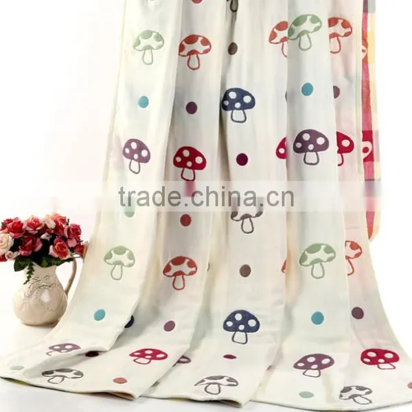 100% Cotton Super Soft Ventilate 6 Ply Gauze Cloth Mushroom Baby Blanket