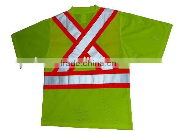 Short Sleeve Man Reflective Safety Polo Shirt V-neck Yellow Color Shirt Mesh Fabric photo-2