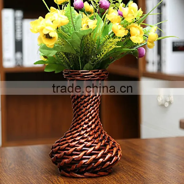 Wholesale Handmade Flower Basket Vintage Wicker Flower Vase