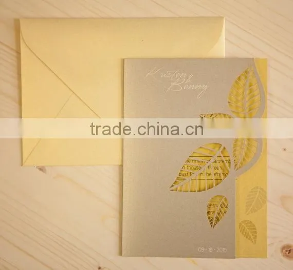 2016 Newmengxing Leaves Wedding Invitation, Laser Cut Wedding Invitation, Unique Customizable Design Quality Choice photo-4