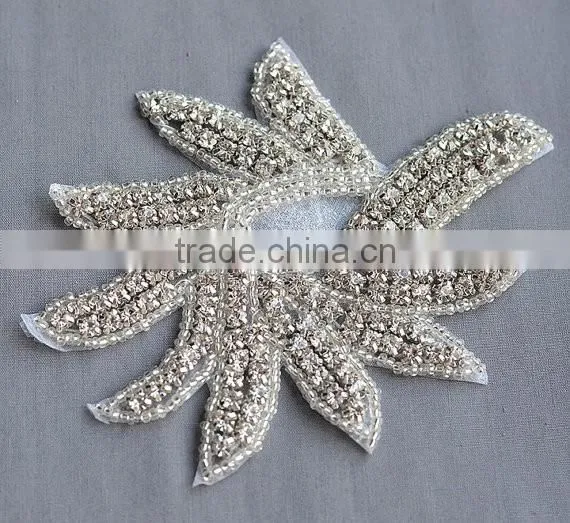 Bridal Beaded Rhinestone Appliques to Sew for Wedding Dresses and Iron on Rhinestones Appliques Wholesale photo-4