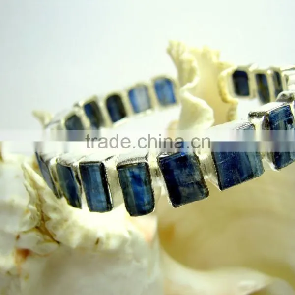Rough Kyanite Natural Gemstones 925 Sterling Silver Bangle photo-3