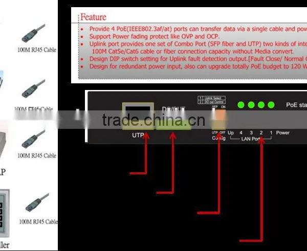 4 Port IEEE 802.3 Af/at +1 Combo (UTP+Fiber) PoE Fiber Switch, MITS Taiwan, PoE Extender, PoE Switch, MDI/MDIX Auto-crossover photo-3