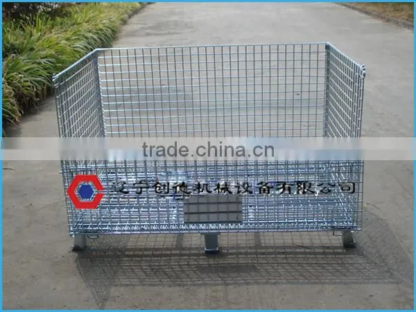 Foldable Galvanized Steel Cage Warehouse Storage Container photo-2
