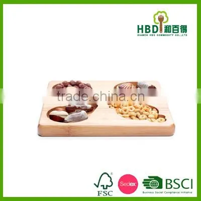 New Divided Bamboo Chip and Dip Tray Snack Serving Tray Wholesale photo-2