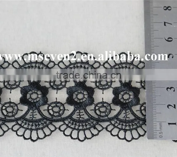 New Arrival Scallop Lace Trim 100% Polyester in Black Circles Pattern With Flowers Lace for Wholesale photo-5