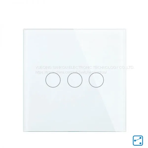 EU Three Gang Two Way Crystal Glass Panel Touch Light Switch,110V/250V50HZ/60HZ Wall Switch photo-4