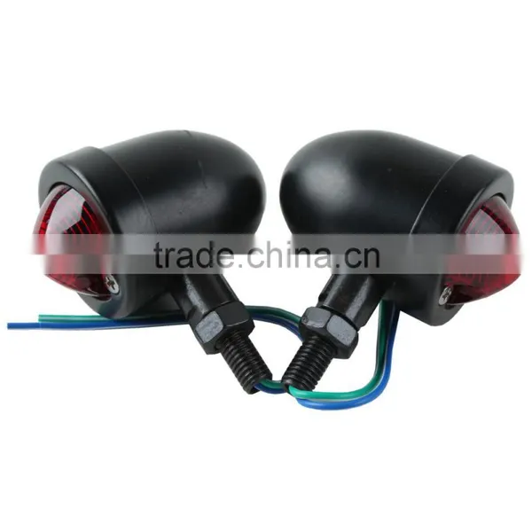 Red Lense Black Turn Signal Universal For Cruiser Chopper Custom Bobber photo-2