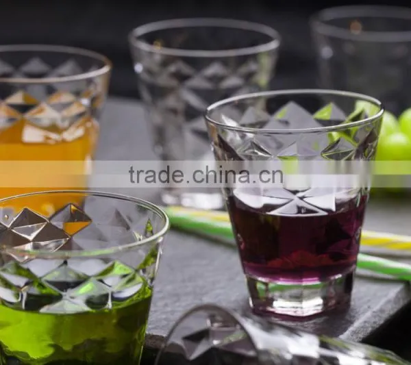 278ml Old Fashion Emboss Glass Cup Glass Juice Cup photo-3