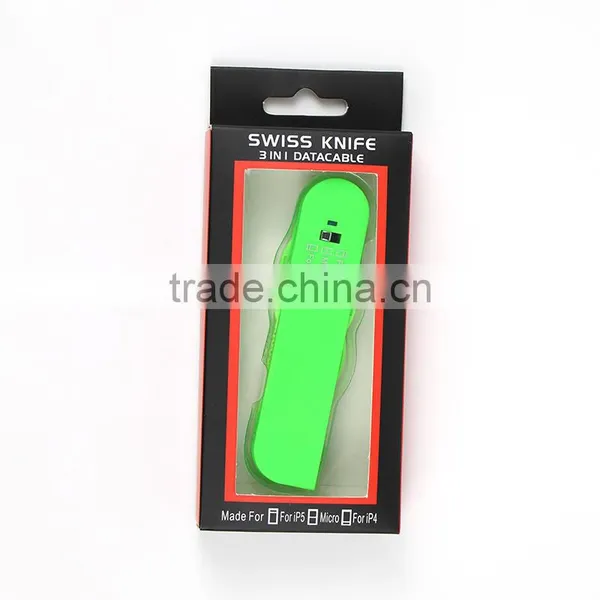 3 in 1 Mobile Phone Cable Charger 8pin USB Cable + 30pin Charger Adapter + Micro Usb Cable Swiss Army Knife USB 2.0 Data Sync photo-2