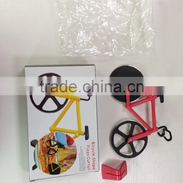 2017 New Stainless Steel With Non-stick Coating Bike Pizza Cutter Pizza Slicer Bicycle Pizza Knife Pizza Wheel photo-2