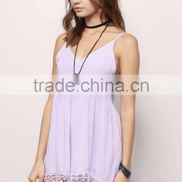 Adult Romper Wholesale Sexy Light Purple Thin Flowy Spaghetti Straps Shorts Beach Wear Summer Festival Jumpsuit With Fringe Trim photo-4