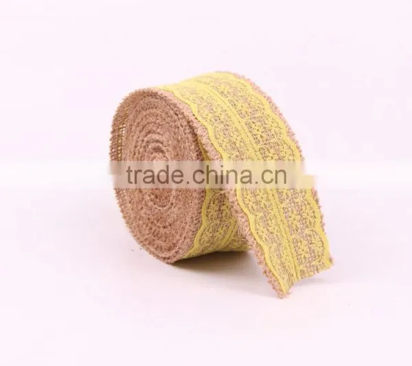 Decorative 28mm Wide Wire Edge Burlap Ribbon photo-4