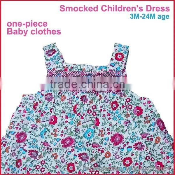 Beautiful Allover Print One-piece Children's Girls Smocked Dresses photo-2