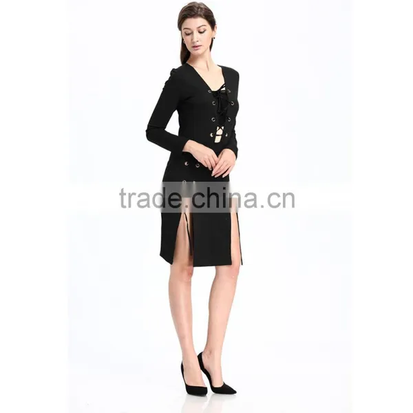 2016 Black Long Sleeve Woman Bandage Dress photo-4