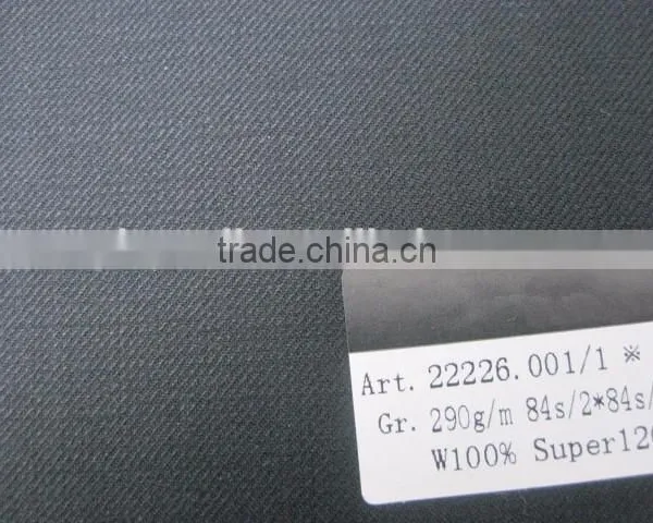 Black Twill Worsted Wool Blend Fabric for Suit