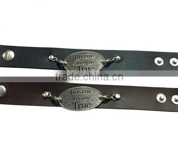 English Words Logo Bracelets,alloy Charm Leather Cuff Bracelet,unique Jewelry Gifts Bracelets photo-3