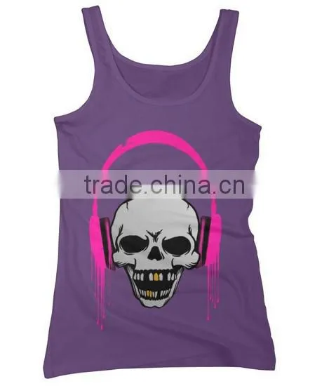 China Custom Printing 100 Cotton Stringer Tank Top Women photo-3