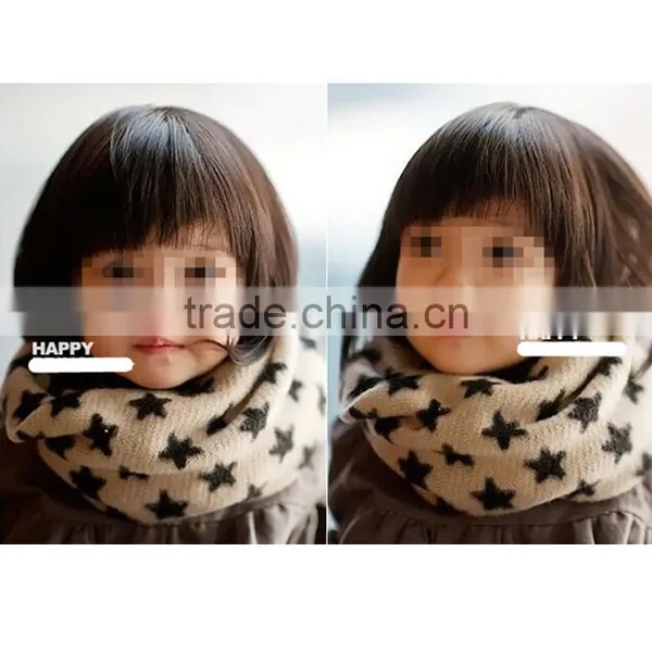 Korean Style Lovely Winter Warm Acrylic Five-pointed Star Pattern Fashion Baby Scarf Kids Infinity Scarf photo-6