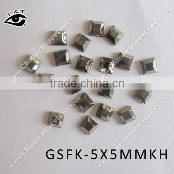 Iron on Square Shape Rhinestone 5x5mm Gunmetal Color Rhinestone Hot Fix Crystal for Garment photo-2