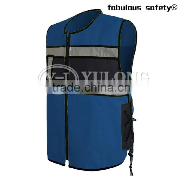 Wholesale China Cheap Polyester Cotton Reflective Blue Safety Vest photo-3