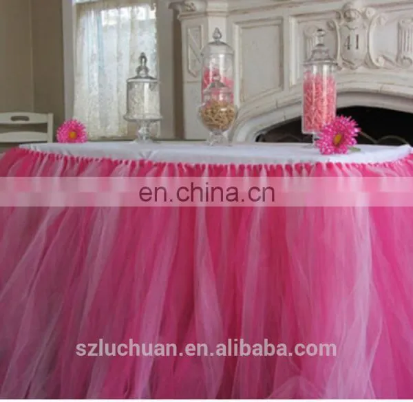 New Arrival Hot Pink Beautiful Rainbow Table Skirts photo-3