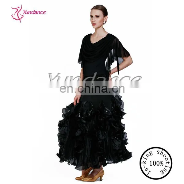 Black Long Practical Ballroom Dresses Girl AB034 photo-3