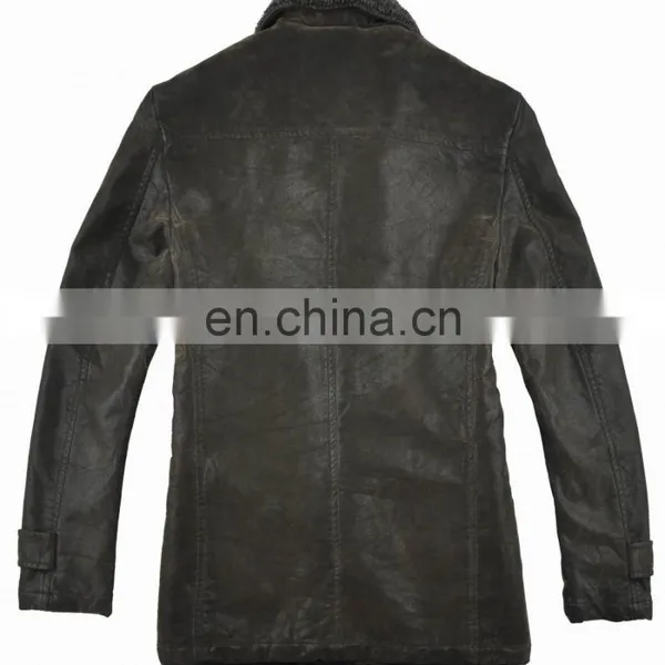 2015 Last Fashion Mens Hot Selling Handsome pu Leather Mens Long Coat photo-3