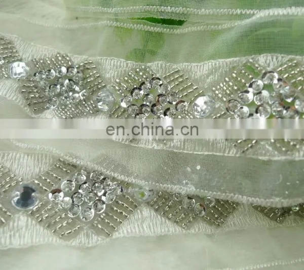 2015 Fashion Crystal Applique Rhinestone Appliques Trimming for Wedding Dress photo-6