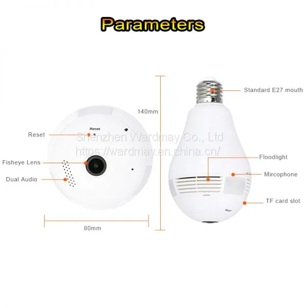 Wdm Security 360 Panoramic Camera 3.0MP Resolution Smart Home WiFi Lighting Bulb IP Camera photo-3