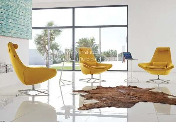 Modern Living Room Furniture Leather Cushion Metal Leg Lounge Chairs photo-2