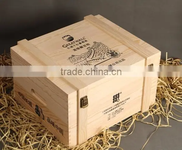 Custom 6 Bottle Pine Wooden Wine Box