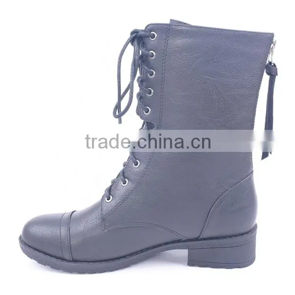 Fashion Popular Motorcycle Police Lace up Back Zipper High Ankle Long Boots From China Factory photo-4