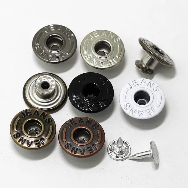 17mm Brass Open Hole Single Pin Jeans Button With Logo With Aluminum Nail photo-3