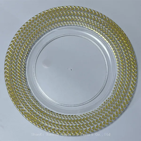 Gold Rimmed Transparent Clear Plastic Charger Plate For Wedding photo-5