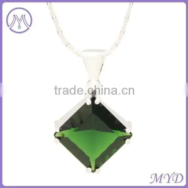 925 Sterling Silver Yellow Square Stone Pendant Necklace For Ladies photo-5