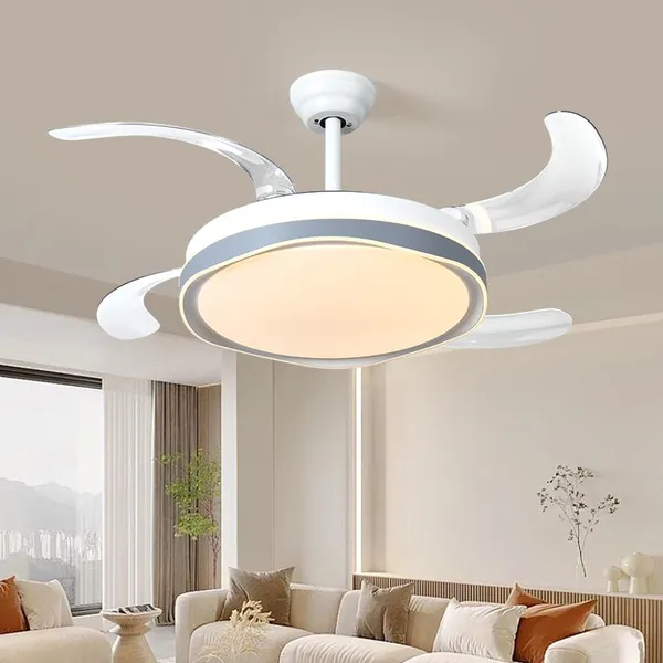 42′′ Bladeless Fan With Led Light Chandelier Modern Pendant Lights Retractable Invisible LED Ceiling Fan Light With Remote Control photo-4