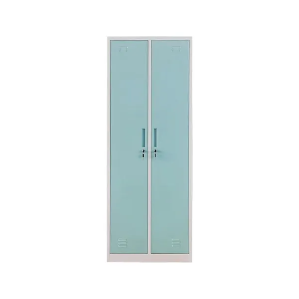 2 Swing Doors Metal Wardrobe Steel Clothes Locker Customized Apartment Bedside Cabinet for School photo-2