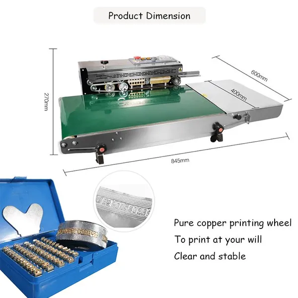MO-QDMECH Continuous Band Sealer Automatic BZ049 Bag Sealing Machine FR-770 Conveyor Sealer 0-21m/min Food Packing photo-4