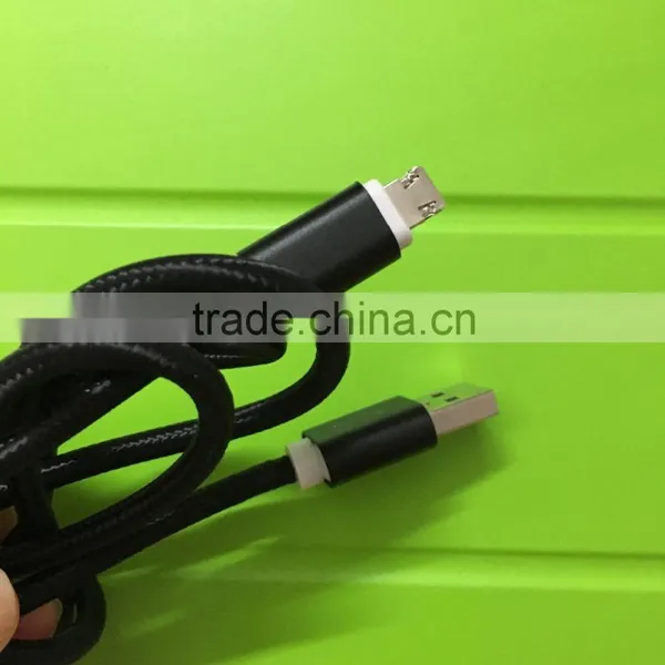 Hot Products Wholesale High Speed Braided 2 in 1 Charging Data Micro Usb Cable