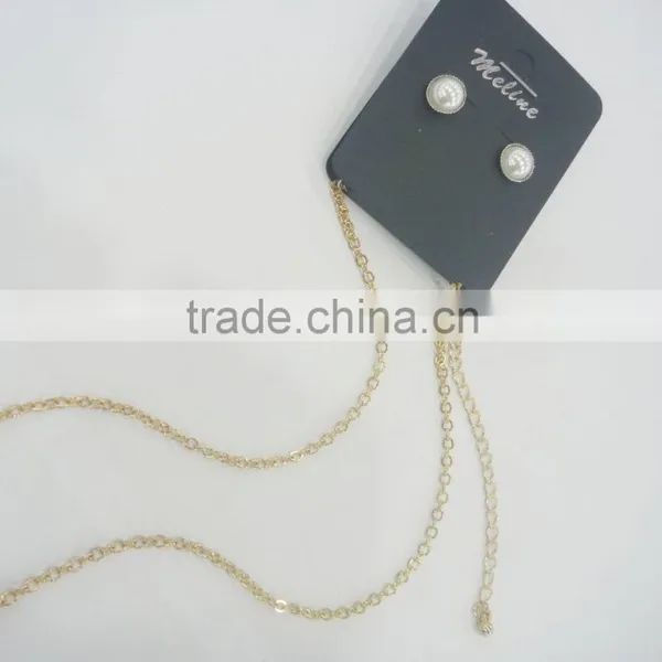 FASHION BIG PEARLS BEADS PENDANT CHAIN TASSEL NECKLACE EARRING SET photo-5